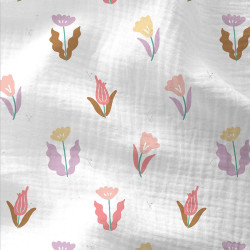 Printed Double Gauze SIDWY White / Pink